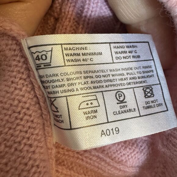 EQUORIAN Heritage Lambswool Cable Knit Sweater Size M Pink Preppy Academia Fall - Picture 6 of 6